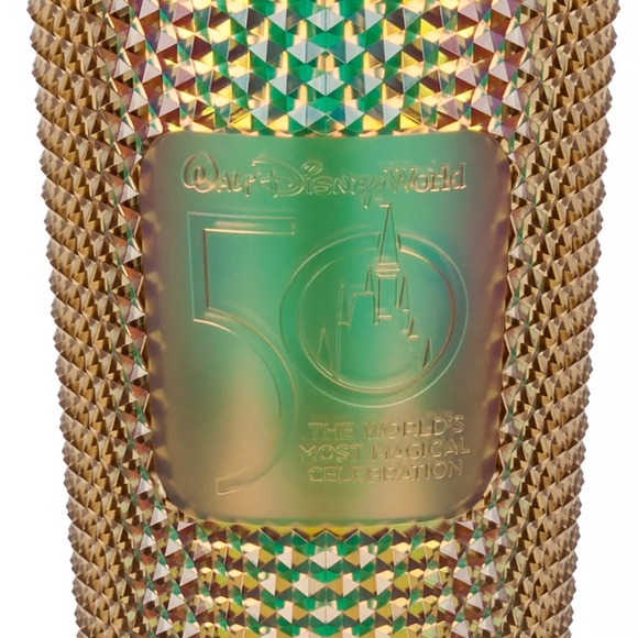 Walt Disney World 50th Anniversary Geometric Starbucks with Gold Straw - Picture 2 of 6